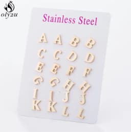 Small Stainless Steel A-Z Initial Letter Stud Earrings for Women Girls Birthday Gift 26 Alphabet Name Earings Piercing Jewelry