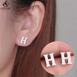 Small Stainless Steel A-Z Initial Letter Stud Earrings for Women Girls Birthday Gift 26 Alphabet Name Earings Piercing Jewelry