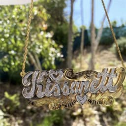 Zciti Custom Name Necklace 18K Gold Two Tone Gold Personalized Jewelry Stainless Steel Necklaces Double Plate 3D Nameplate Gift