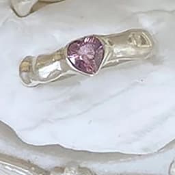 Foxanry Minimalist Silver Color Engagement Rings for Women New Trendy Elegant Pink Zircons LOVE Heart Wedding Party Jewelry Gift