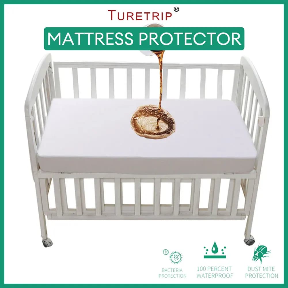 Baby Waterproof Mattress Protector Fitted Sheet Breathable & Noiseless Crib Toddler Baby Mattress Cover