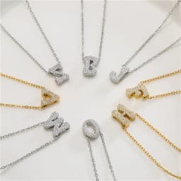 HECHENG,26-Letters Chain Pendants Necklaces,Initial Name Women's Zircon Fashion Jewelry,Party Wedding Gift Wholesale