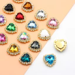 10pcs/batch 18MM Metal Heart Rhinestone Buttons Handmade DIY Sewing Clothing Wedding Decoration Accessories