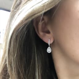 Huitan Silver Color Pear Shaped Drop Earrings for Women Full Paved White Cubic Zirconia Delicate Lady Earrings Statement Jewelry