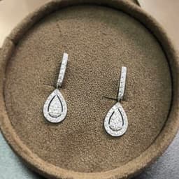 Huitan Silver Color Pear Shaped Drop Earrings for Women Full Paved White Cubic Zirconia Delicate Lady Earrings Statement Jewelry