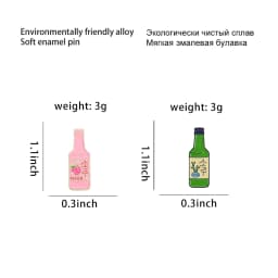 Soju Enamel Pin Korea Wine Brooch Badge Cartoon Peach Fresh Bottle Pink Green Lapel Sweater Hat Jewelry Custom Gift Wholesale