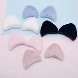 30Pcs 6*5.5CM Furry Felt Plush Padded Cat Ear Appliques For Children Headwear Accessories Clothes Sewing DIY Craft Patch