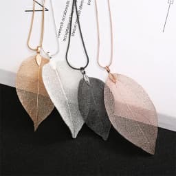 Silver Color Simple Punk Leaves p\Pendant Long Style Necklace For Women Girl Trendy Fashion Exquisite Jewelry Accessories Gifts