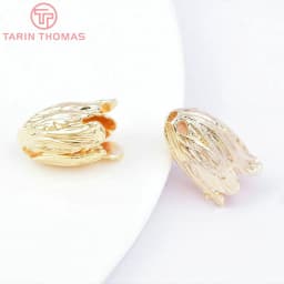 (3204) 6PCS 16MM 24K Gold Color Brass Bead Caps High Quality Diy Jewelry Findings Accessories Wholesales