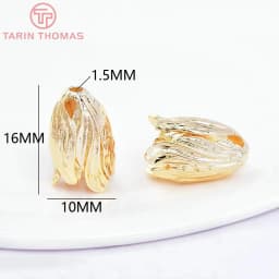 (3204) 6PCS 16MM 24K Gold Color Brass Bead Caps High Quality Diy Jewelry Findings Accessories Wholesales