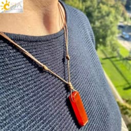 CSJA Healing Crystals Necklaces Irregular Natural Stone Slice Pendant Necklace Pink Quartz Labradorite Tiger Eye Jewelry H090