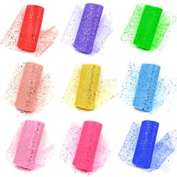 Glitter Tulle Fabric Roll 6 Inch 10 Yards Sequin Sparkling Ribbon Spool Netting for Wedding Tutu Skirt Gift Wrapping Party Decor