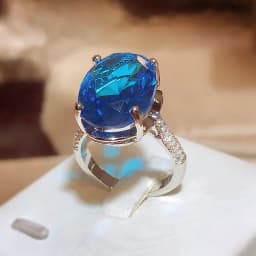 New Luxury Oval Blue Sapphire Bride Wedding Ring 925 Sterling Silver for Women Lady Anniversary Gift Drop Shipping Jewelry