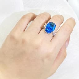 New Luxury Oval Blue Sapphire Bride Wedding Ring 925 Sterling Silver for Women Lady Anniversary Gift Drop Shipping Jewelry