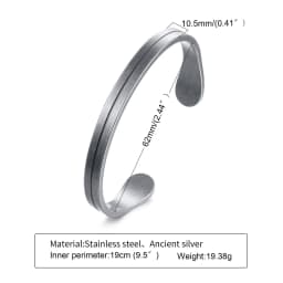 Vnox Retro Vintage Rustic Mens Cuff Bracelet, Waterproof Stainless Steel Metal Rock Punk Viking Bangle Jewelry,Father's Day Gift