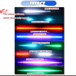 1set Car Accessories 22" 7-Color DC 12V 48 LED RGB Scanner Flash Car SUV Motorcycle Strobe Knight Rider Kit PVC Flash Light Str