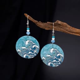 Fashion Beach Vacation Style Geometric Round Blue Waves Acrylic Earrings For Women Elegant Casual Charming Ladies Party Jewelry