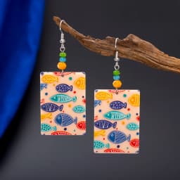 Fashion Beach Vacation Style Geometric Round Blue Waves Acrylic Earrings For Women Elegant Casual Charming Ladies Party Jewelry
