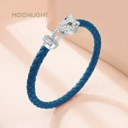 MOONLIGHT Classic Design Exquisite Cheetah Zircon Bracelet for Women Braided Leather Bracelet Quality Banquet Couples Gift