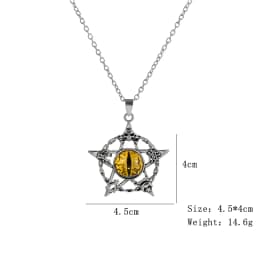 Punk Devil's Eye Pendant Necklace For Men And Women Round Pentagram Shape Non Adjustable Metal Collar Jewelry Accessories Gifts