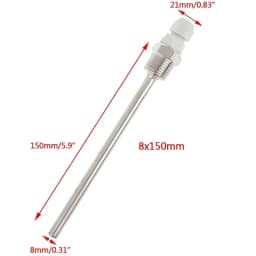 1pc Thermowell 30-200mm Thermowell 304 Stainless Steel 1/2 G Thread 1/2" DN15 For Temperature Sensor