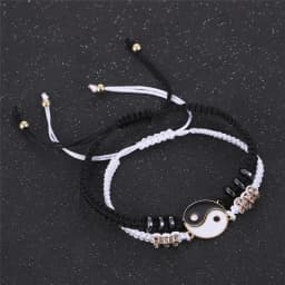 Wu 2022 New Jewelry Alloy Tai Chi Woven Bracelet Eight Eight Yin and Yang Pendant Stitching Necklace Hand Woven Rope Jewelry Set
