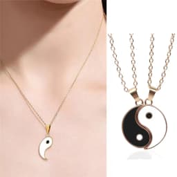 Wu 2022 New Jewelry Alloy Tai Chi Woven Bracelet Eight Eight Yin and Yang Pendant Stitching Necklace Hand Woven Rope Jewelry Set