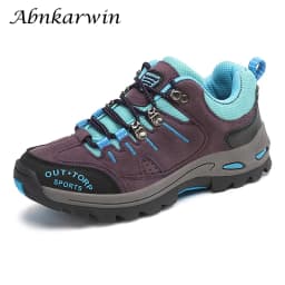 Professional Suede Leather Hiking Shoes Women 2022 Outdoor Trekking Shoes Mountain Sneakers Tracking Climbing Cheap