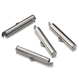 20pcs 6-40mm Stainless Steel Slide On Clasp Tubes Slider End Caps Crimp Tube for Seed Beads Ribbon Fastener Jewelry Making DIY
