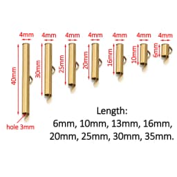 20pcs 6-40mm Stainless Steel Slide On Clasp Tubes Slider End Caps Crimp Tube for Seed Beads Ribbon Fastener Jewelry Making DIY