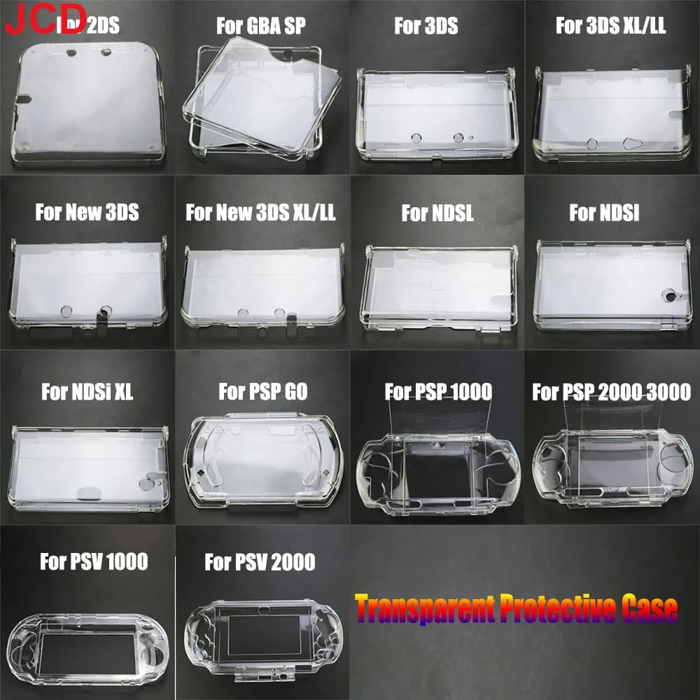 1pcs Clear Crystal Shell For 2DS 3DS XL LL New 3DS XL NDSL NDSI XL PSP GO PSV 1000 2000 3000 Protective Cover Shell For GBA SP