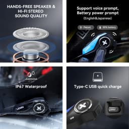 Lexin G2P 2PCS Motorcycle Helmet Intercoms Bluetooth V5.0 Up to Connect 6 Riders & Talk Between Any 2 of Them Wireless Headsets