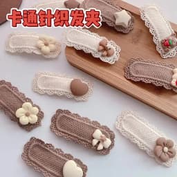 2PCS/Set Cute Knitted Hairpins For Girls Cartoon Flowers Bowknot Decorative Hair Clips Children BB Clips Hair Accessories