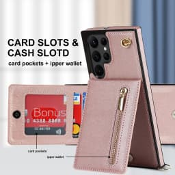 Zipper Wallet CrossBody Lanyard Case For Samsung Galaxy S24 S25 Ultra S22 S21 Note20 S20 S23 Plus 5G Kickstand Cards Solt Cover