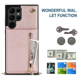 Zipper Wallet CrossBody Lanyard Case For Samsung Galaxy S24 S25 Ultra S22 S21 Note20 S20 S23 Plus 5G Kickstand Cards Solt Cover