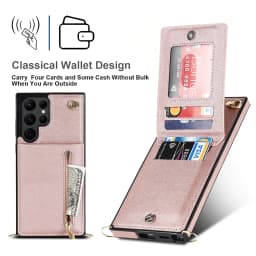 Zipper Wallet CrossBody Lanyard Case For Samsung Galaxy S24 S25 Ultra S22 S21 Note20 S20 S23 Plus 5G Kickstand Cards Solt Cover