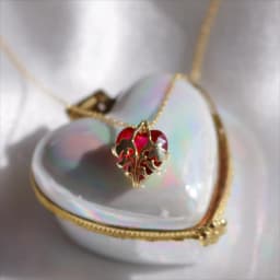 Bloom Heart Necklace, Jewelry For Woman Girl, Romantic Party Wedding Accessories, Red Peach Heart Pendant, Gold Plated,Choker
