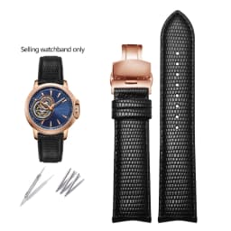 20mm 21mm 22mm Curved End Cowhide Leather Watchband for Rossini Arc Watch Band Strap 8633 617793 5793 5726 616725/5715/6713 Blue