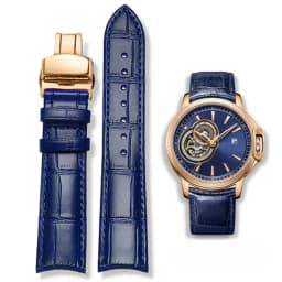 20mm 21mm 22mm Curved End Cowhide Leather Watchband for Rossini Arc Watch Band Strap 8633 617793 5793 5726 616725/5715/6713 Blue