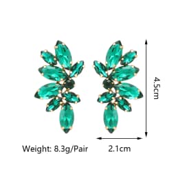 2025 Luxury Green Rhinestone Piercing Earrings For Women Vintage Geometric Wings Pendientes Elegant Statement Jewelry Wholesale