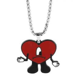 Fashion 3D Cute Bad Bunny Heart Keychain Keyring For Women Men Rubber Car Keychain Keyfob Trinket Bag Pendant Accessories