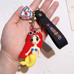 Fashion 3D Cute Bad Bunny Heart Keychain Keyring For Women Men Rubber Car Keychain Keyfob Trinket Bag Pendant Accessories