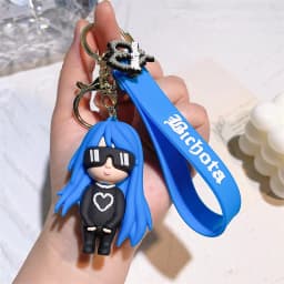 Fashion 3D Cute Bad Bunny Heart Keychain Keyring For Women Men Rubber Car Keychain Keyfob Trinket Bag Pendant Accessories