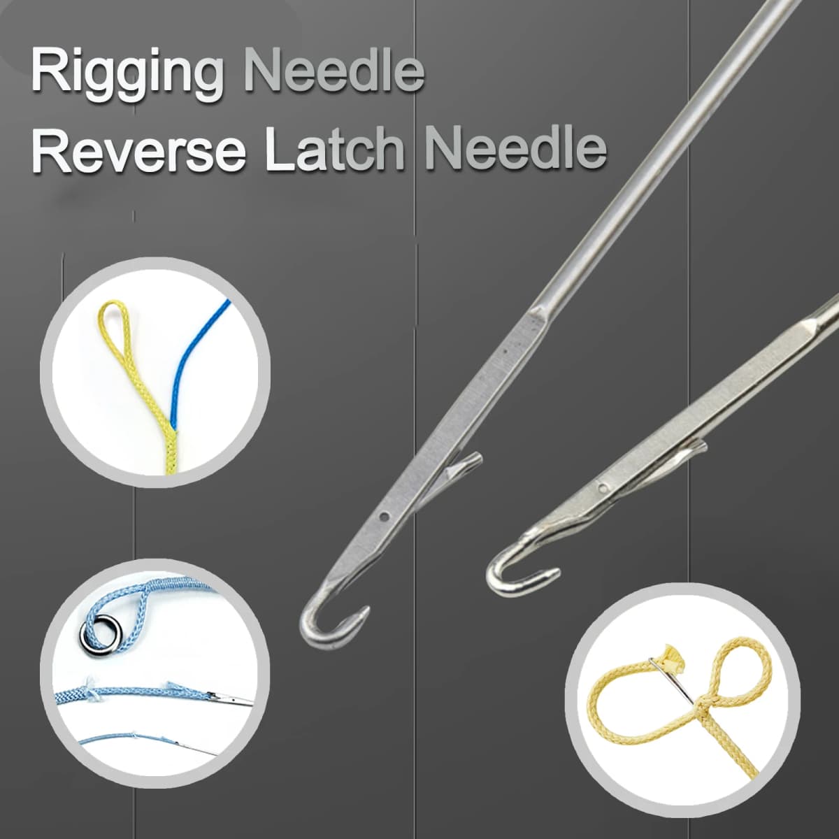 7Pcs Reverse Latch Needle Rigging Needle Fishing Assist Cord Ring Splicing Treatment Ropes Woolen UHMWPE Kevlar Line Accessories