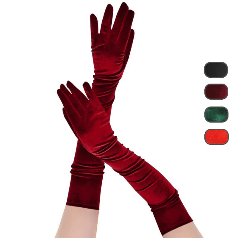 Multicolor 3 Lengths Noble Banquet Style Women Gold Velvet Long Dinner Dress Gloves Black Warm Elastic Driving Spring Autumn BK