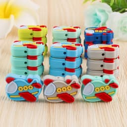Kovict 5/10Pcs Silicone Beads Car Airplane Rainbow Rocket Bead For Jewelry Making DIY Keychain Necklace Bracelet Accessories
