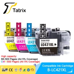 Tatrix High Capacity LC421XL LC421 421XL Compatible Ink Cartridge For Brother DCP-J1050DW MFC-J1010DW DCP-J1140DW Printer