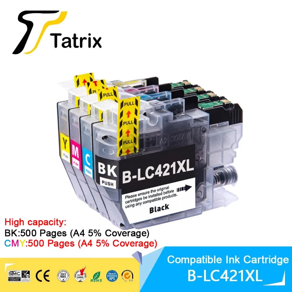 Tatrix High Capacity LC421XL LC421 421XL Compatible Ink Cartridge For Brother DCP-J1050DW MFC-J1010DW DCP-J1140DW Printer