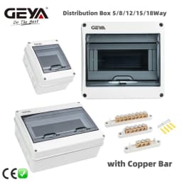 GEYA 5/8/12/15/18Ways Waterproof Electrical Distribution Box with Copper Bar Circuit Breaker MCB Power Plastic Junction Wire Box