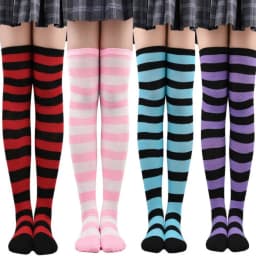 Long Socks Women Thigh High Stockings Ladies Girls White Striped Over Above Knee Sock Cute Christmas Blue Cosplay Lolita 2025
